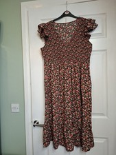 Women's Floral Summer Rose Print Dress Long Size XL Boho Gypsy Style Holiday
