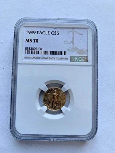 1999  1/10 Ounce Eagle. G$5. NGC ms70