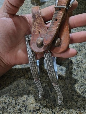 Vintage Partrade Spurs Rope Inlay With Leather Straps