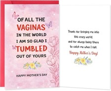 Funny Mothers Day Card for Cool Mom 5x7'' Large Rude Greeting Card From Adult