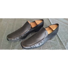 Salvatore Ferragamo Fort- black perforated leather- slip-on loafer- Mens 10 NICE