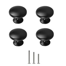 Matte Black Cabinet Knobs 4 Pack, Black Drawer Knob Round 30mm/1.18" for Kitc...