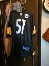 Pittsburgh Steelers James Farrior Black Jersey Size Large NFL Reebok 51