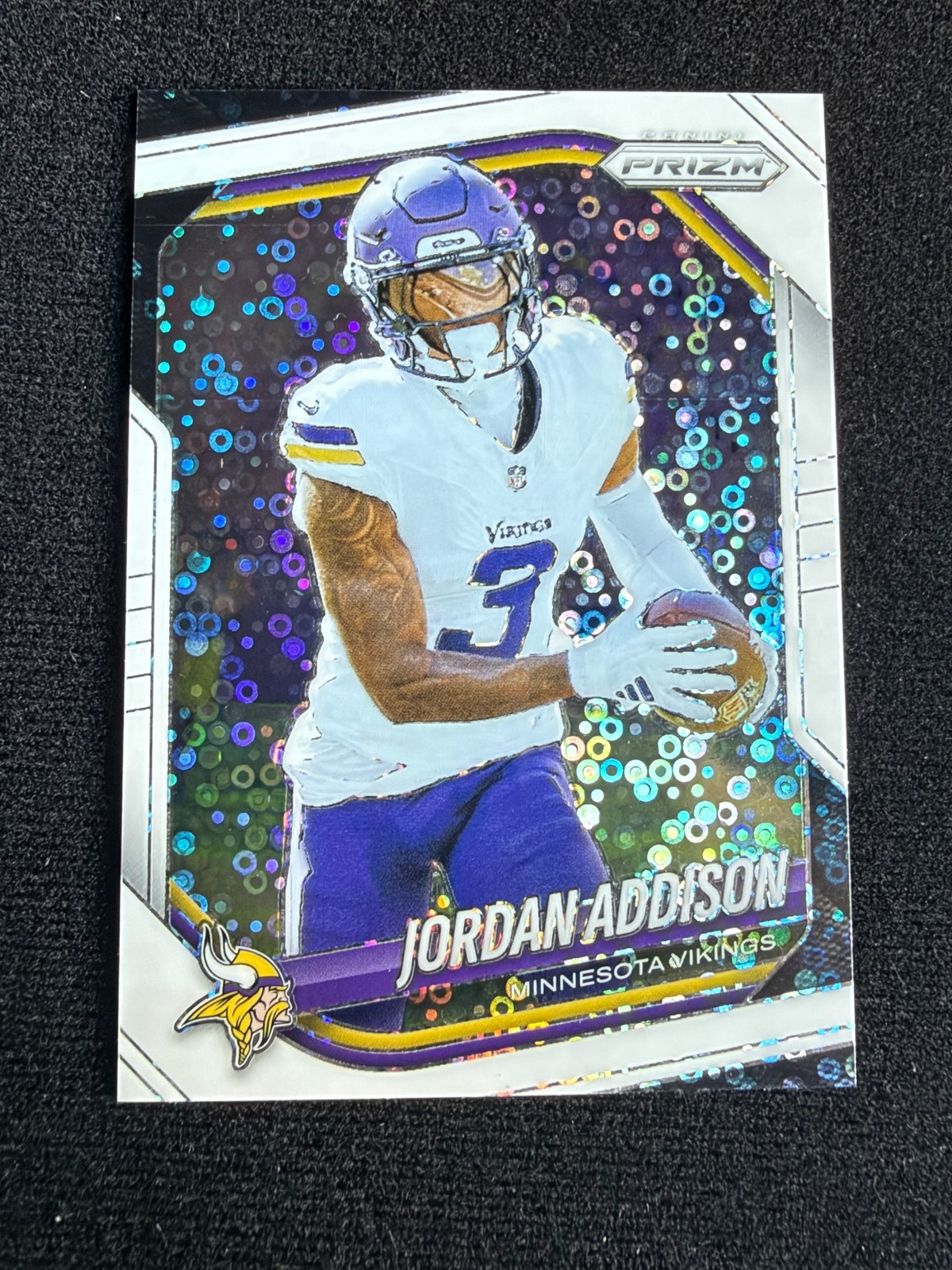 Jordan Addison 2025 Panini Prizm #19 White Disco Prizm Minnesota Vikings
