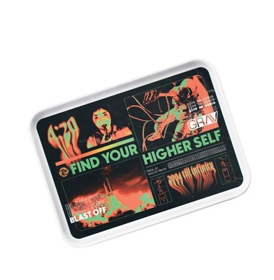 GRAV  ROLLING TRAY, FIND YOUR HIGHER SELF 7.5x5.5  TRAY, BLAST OFF EDITION