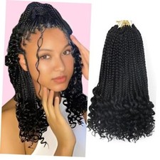 Goddess Box Braids Crochet Hair for Black Women Short 14 Inch Natural Black