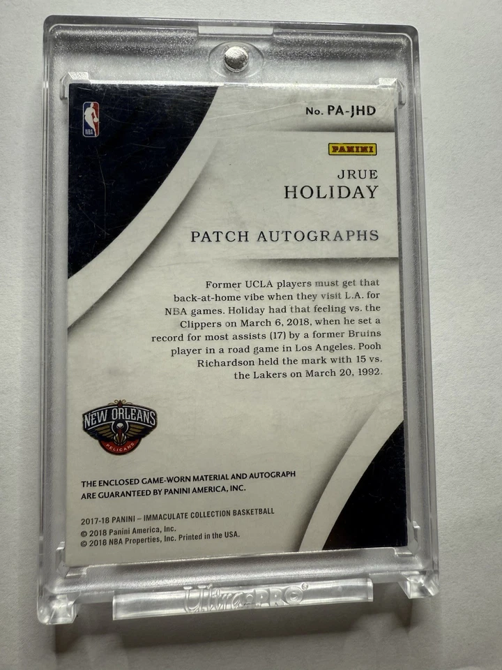 🔥JRUE HOLIDAY🔥 2017-18 Immaculate patch autograph Blue #01/10 On Card Auto - Image 2 of 2