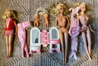 Vintage Barbie Lot Dolls Clothes Furniture Fisher Price Vanity