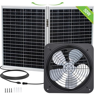 50W Solar Attic Fan Kit with 14'' DC Fan for Roof Vent, Coop, Greenhouse