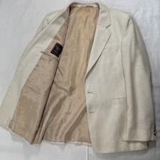 VINTAGE Christian Dior Coat Men 40 Short Beige Blazer Silk And Wool