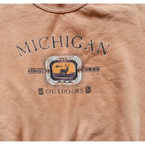 Vintage Michigan Outdoor Hunting Sweatshirt Crewneck Mens Size M Deer Buck - Picture 3 of 6