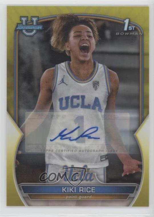 2022-23 Bowman U Chrome Prospect Yellow Refractor 7/75 Kiki Rice #24 Auto 3pb