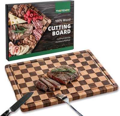 Cutting Boards for Kitchen, Checkered Cutting Board Upgraded, Acacia Wood Choppi