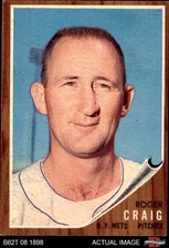 1962 Topps #183 Roger Craig Normal Tint Mets COMMON VARIATION 5 - EX