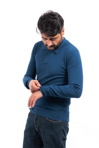 Polo Uomo Invernale Maglia Manica Lunga Maglione Slim Sottogiacca Bottoni VEQUE - Foto 29 di 36