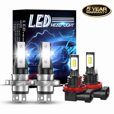 For Nissan X-Trail 2005-2006 Combo LED Headlight Hi/Low Beam Fog Light 4X Bulbs