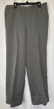 Alfred Dunner Women's Pants Grey Herringbone Flat Front Polyester Pockets 18 NWT