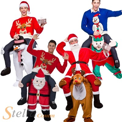 christmas ride on fancy dress Mens Adult Carry Me Novelty Mascot Costume Outfit angel wings