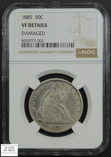 1885 Seated Liberty Silver Half Dollar 50C NGC VF Details - Damaged