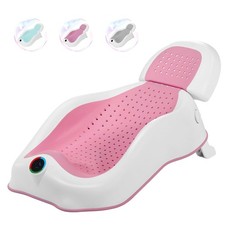 Baby Bath Support Newborn Bathtub w/ Thermometer, Foldable Infant Tub