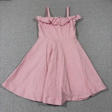 Polo Ralph Lauren Girls Sz 10 Pink White Striped Seersucker Dress Preppy