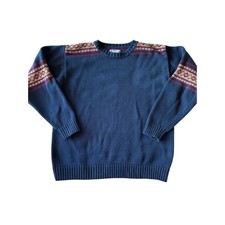 Vintage 90 s Aeropostale Navy Burgundy Tan Medium Knit Cotton Sweater