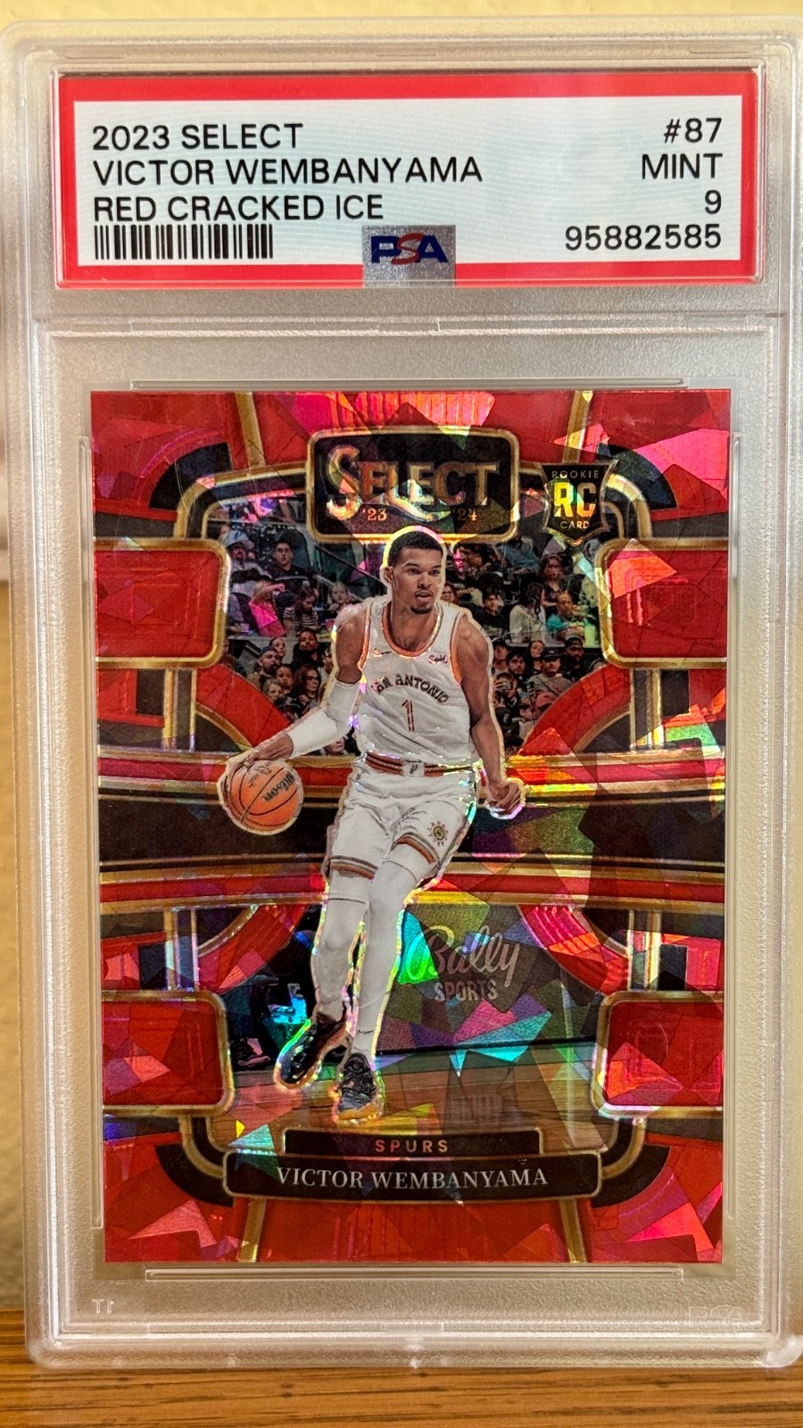 Victor Wembanyama 2023 Panini Select #87 Red Cracked Ice Prizm PSA SA Spurs NBA
