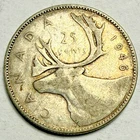 1946 CANADA Quarter 25 Cents 80% Silver Canadian King George VI Coin