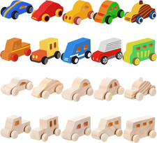 20 Pcs Unfinished Wooden Cars DIY Toys, Paintable Wood Toy Cars Crafts to Paint