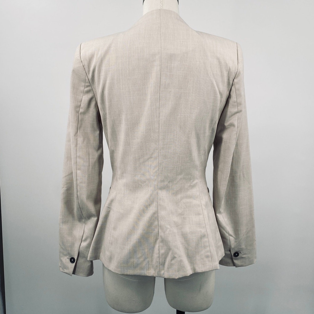 Zara Basic Blazer Single Button Collarless Woven … - image 7