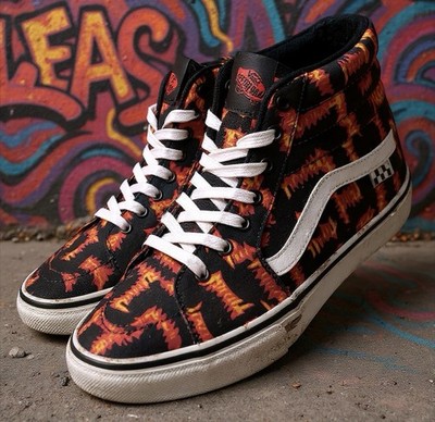 Thrasher x Vans Skate SB Sk8-Hi Rare Thrasher Flames Logo Mens Size 8.5 NEW