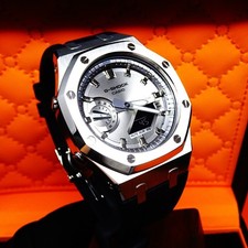 Brand new mod Casioque G Shock Wristwatch Includes GA2100SB Stainless Steel Silv