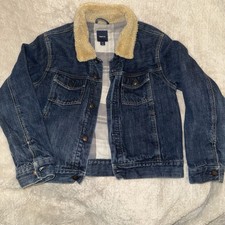 GAP Kids Unisex XXL 12-14 Denim Jean Trucker Jacket Sherpa Collar
