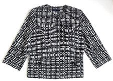 Jones New York Signature Black /White with Pockets Women's Lined Jacket Size 8