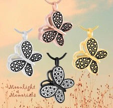 New Butterfly Embossed Colored Cremation Urn Keepsake Ashes Memorial Necklace