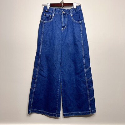 Y2K Kikwear Kik Girl Blue Denim Jean Wide Leg Rave Skate Y2K Kikwear Kik Girl Blue Denim Jean Wide Leg Rave Skate