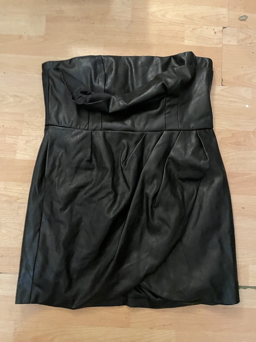 CHOOSY Black Faux Leather Strapless Dress Size 18 Women Plus Curvy Casual  E10 | eBay