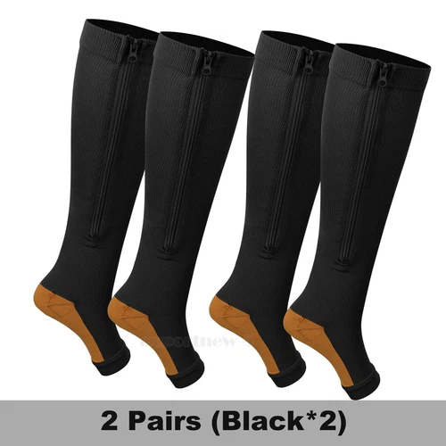 Calcetines de compresión con cremallera de cobre soporte para piernas medias cremallera hombres mujeres 20-30 mmHg - Imagen 18 de 24