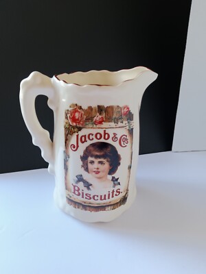 Vintage Jacob & Co's Biscuits 6.5 Inch Creamer Pitcher Made In England