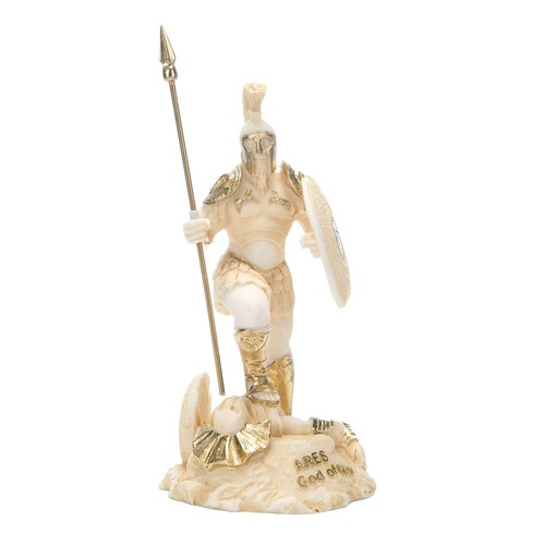 Ares Mars God of War Zeus Son Roman Statue Alabaster Gold Tone 5.5 Inches - Picture 2 of 8