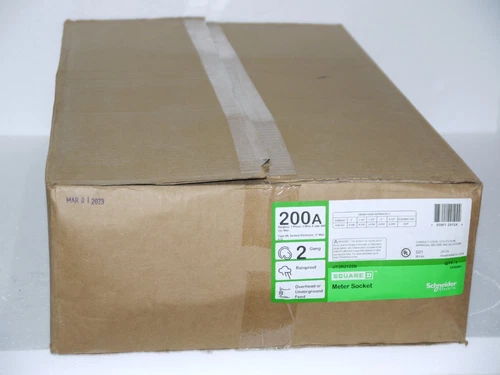 Square D UT2R2122B Double Horizontal Meter Socket 600VAC 200 Amp 1-Phase New