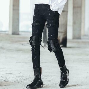 mens patched skinny jeans