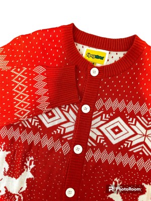 Tipsy Elves Naughty Reindeer Men's Cardigan Holiday Christmas Sweater XXL  - Main Image