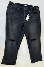Good American ALWAYS FITS GOOD LEGS STRAIGHT JEANS GAFST213T BLACK240 Size 28-32
