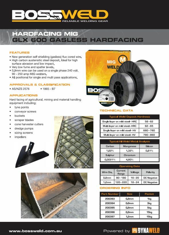 Hardfacing MIG Wire 0.9mm x 5.0kg GLX600 Hardfacing MIG Gasless 0.9mm