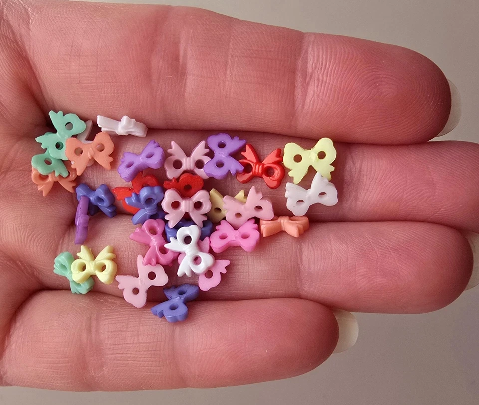 Tiny Craft Buttons MINI BOWS Sewing Quilting Card Jewellery Doll Making Crafts - Image 4 of 4