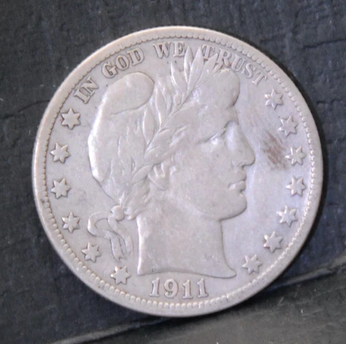 1911D Barber Half Dollar - Grades Fine/Very Fine - Cleaned