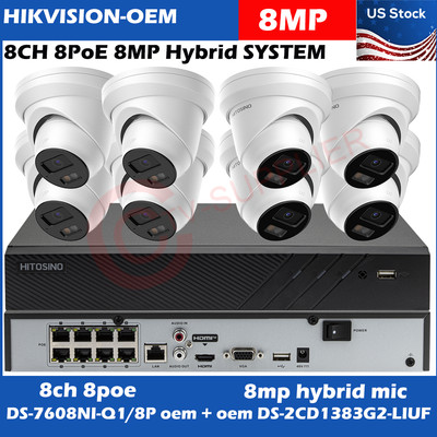 Hikvision oem 4K 8CH 8POE NVR 8MP Audio CCTV System Kit Security IP Camera Lot