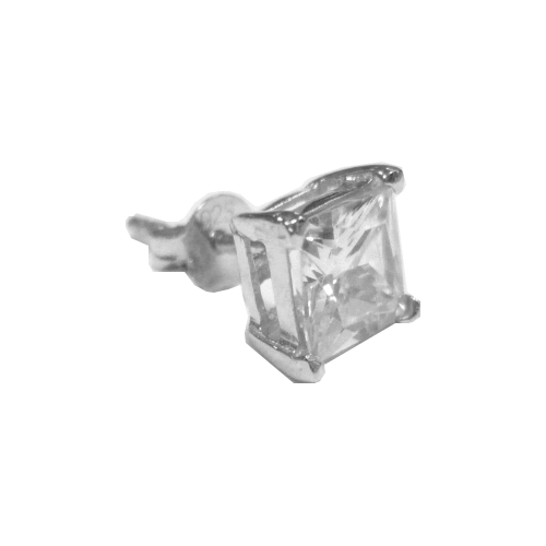 Plata de Caballero Individual Cuadrado Pendiente Broche Circonita Cúbica - 5mm & - Imagen 3 de 3