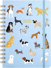 2025 Weekly  Monthly Planner with Tabs - Cute Dogs - Hardcover 6.5"x8.5"